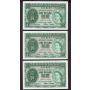 3x 1959 Hong Kong $1 banknotes Choice AU to UNC 3-notes
