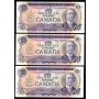 3x 1971 Canada $10 consecutive notes Crow Bouey EES8154634-36 CH UNC