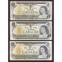 5x 1973 Canada replacement banknotes BAX *AN x2 *MZ *GU circulated