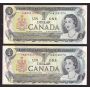 5x 1973 Canada replacement banknotes BAX *AN x2 *MZ *GU circulated
