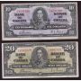 1937 Bank of Canada banknote set $1 $2 $5 $10 $20 5-notes 