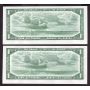 4x 1954 Canada $1 consecutive notes Beattie Rasminsky I/O7952170-73 CH UNC