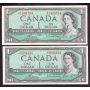 4x 1954 Canada $1 Bouey Rasminsky 4-different prefix J/F N/F U/F P/F UNC+