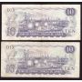 2X 1971 Canada $10 replacement banknotes  F+