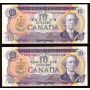 2x 1971 Canada $10 notes Lawson Bouey TA2511248 & 6778248 CH UNC