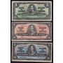 1937 Canada banknote set $1 $2 $5 $10 & $20  5-notes 