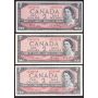 9x 1954 Canada $2 banknotes 9-notes Choice Uncirculated or better