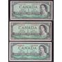 5x 1954 Canada $1 replacement banknotes 