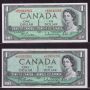5x 1954 Canada $1 replacement banknotes 