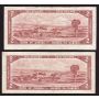 2x 1954 Canada $1 replacement banknotes  both VF