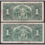 10x 1937 Canada $1 banknotes VG-F+