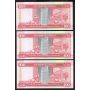 3x 1993 Hong Kong HSBC $100 Banknotes AA255111-113 UNC63 EPQ