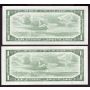 2x 1954 Canada $1 banknotes Beattie Rasminsky F/P3557893 F/P6812613 EF/AU