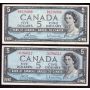 4X 1954 Canada $5 bank notes 4-notes VF or better
