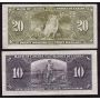 1937 Canada $10 Gordon J/D6542407 & $20 Coyne J/E3051031 2-banknotes VF 