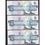 13x 1986 Canada $5 notes Knight Dodge Kingfisher 13-notes all GPZ  UNC+