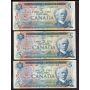 3X 1972 Canada $5 replacement 3-notes BC48aA *CU in FINE *CC *CD VF or better