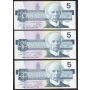 17x 1986 Canada $5 consecutive notes Thiessen Crow GNP3132427-43  UNC+