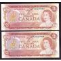 10x 1974 Canada $2 banknotes 10-notes all Choice Uncirculated 