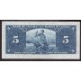 1937 Canada $5 banknote Gordon Towers O/C9821093 F/VF