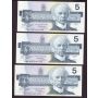 10x 1986 Canada $5 consecutive notes Knight Dodge ANR4342894-903 CH UNC