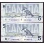 10x 1986 Canada $5 consecutive notes Knight Dodge ANR4342894-903 CH UNC
