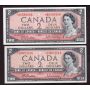 2x 1954 Canada $2 replacement notes BC-38bA 