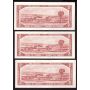 3x 1954 Canada $2 banknotes Lawson Bouey N/G5389606-07-08 Choice UNC
