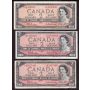 7x 1954 Canada $2 replacement banknotes 