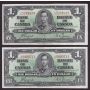 10X 1937 Canada $1 banknotes 10-notes all nice VF or better