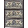 10x 1937 Canada $20 banknotes 10-notes F/VF or better