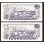 2x 1971 Canada $10 notes Lawson Bouey consec EDK1394201-02 Choice UNC EPQ