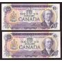 2x 1971 Canada $10 notes Lawson Bouey consec EDK1394701-02 Choice UNC EPQ