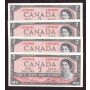 4x 1954 Canada $2 consecutive notes Lawson Bouey U/G3599062-65 CH AU/UNC