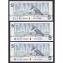 10x 1986 Canada $5 consecutive notes Knight Theissen ANP1125560-69 CH UNC