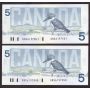 10x 1986 Canada $5 consecutive notes Theissen Crow GNS6197540-9 Choice UNC
