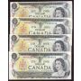 4x 1973 Canada $1 replacement notes *MM *MR 2x*MZ  4-notes VF-EF