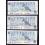 12x 1986 Canada $5 banknotes 12-notes all UNC to Choice UNC