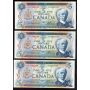 3x 1972 Canada $5 banknotes Lawson consecutive SU7532221-23 Gem UNC EPQ