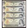 4x1973 Canada $1 banknotes Fancy serial numbers