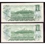 4x1973 Canada $1 banknotes Fancy serial numbers