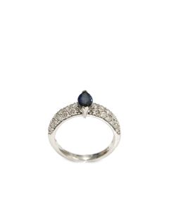 18 Karat White Gold .60 Carat Blue Sapphire and Diamond Ring Type II VS 