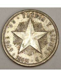 Cuba 1949 20 centavos silver coin 