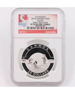 2014 OCanada $25 Inuit Igloo NGCPF70 UltraCameo 999 Silver 1oz Coin FirstRelease