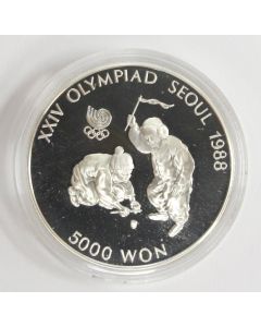 1988 Olympics Seoul Korea 5,000 Won silver coin TOP SPINNING 