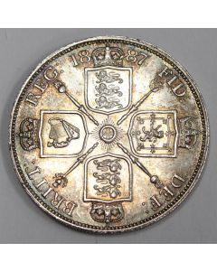 1887 Great Britain Double Florin silver coin with Roman I 