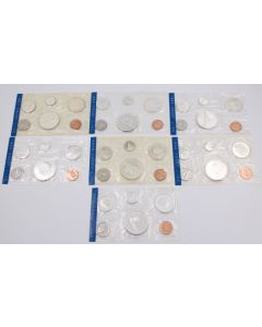 Canada silver Prooflike coins 7-sets 1961 1962 1963 1964 1965 1966 and 1967 