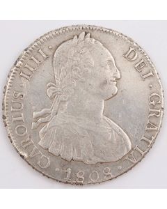 1808 Bolivia 8 Reales silver coin PJ KM#73 a/EF