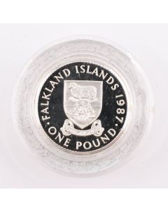 1987 Falkland Islands One Pound Piedfort silver coin 