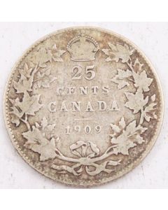 1909 Canada 25 cents VG